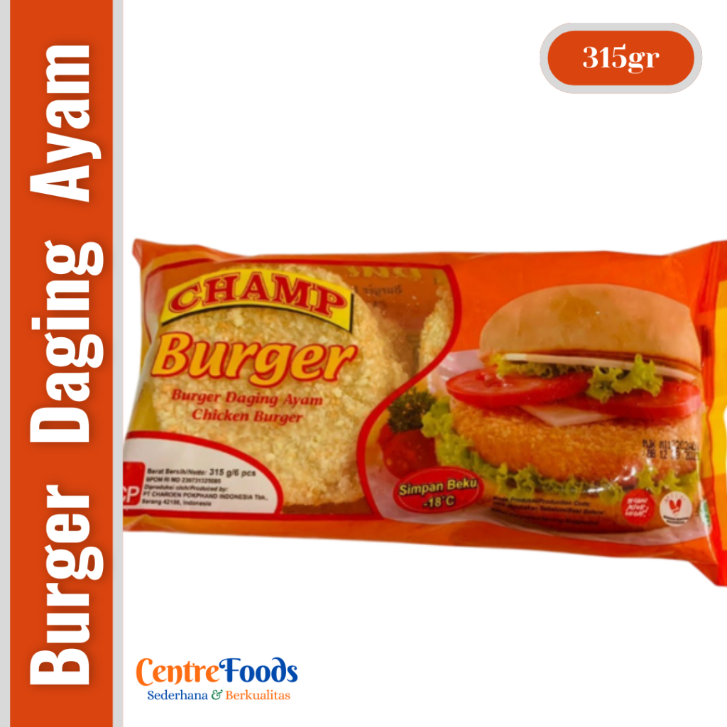 

Burger Daging Ayam - Chicken Burger CHAMP | isi 6 Pcs - 315gr [ Harga Per BKS ]
