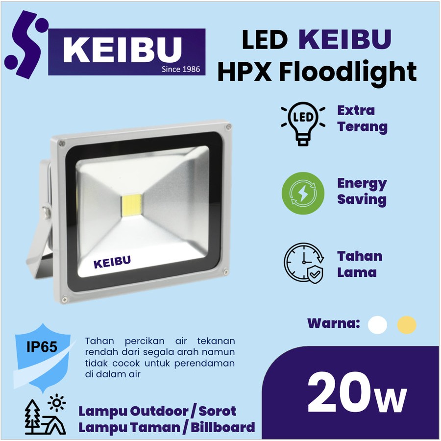 Lampu KEIBU LED HPX 20watt (20W) Cahaya Putih & Cahaya Kuning.