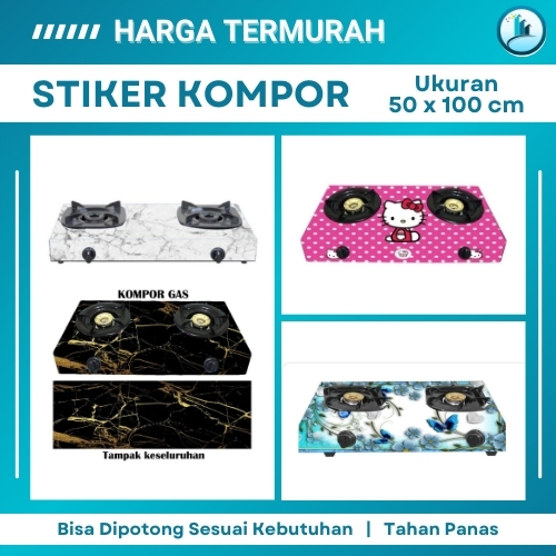 Walpaper Sticker Kompor Gas Rinnai Motif Marmer Gold Mamer Putih Flower Mawar Biru Terang Waterproof