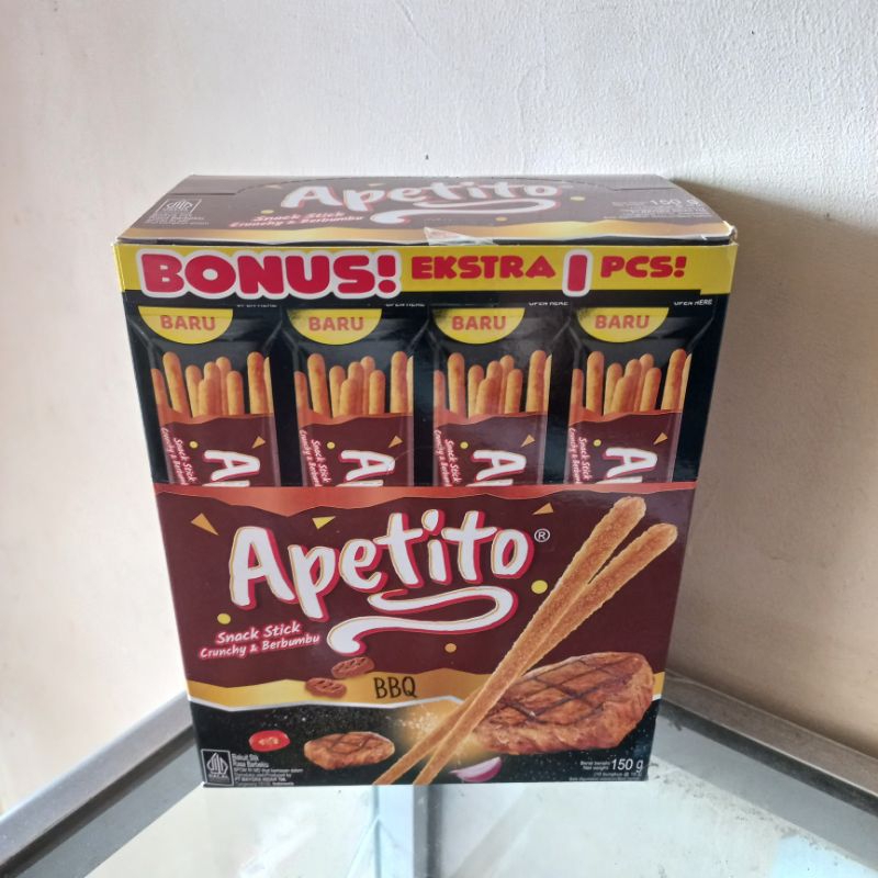 

Apetito 1 Pack Isi 10 Bungkus @15g Biskuit Snack Stik Crunchy Berbumbu Rasa Barbekiu BBQ Pizza Cemilan Makanan Gurih Renyah Enak Panjang Panggang