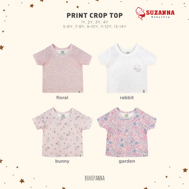 Bohopanna Print Crop Top - Crop Top Anak - Atasan Anak Perempuan // Kaos Anak Perempuan