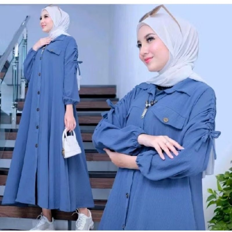 Mahalini Midi Dress /Dress Cringkel Airflow Premium