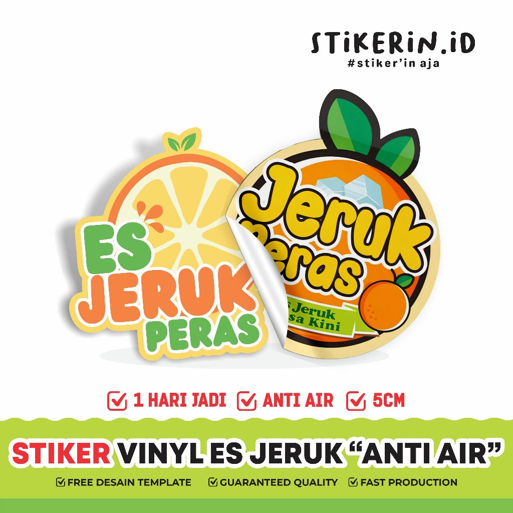 

(A3+) VINYL GLOSSY Stiker ES Jeruk Murni / Stiker Kemasan Minuman / Stiker Cup / Logo