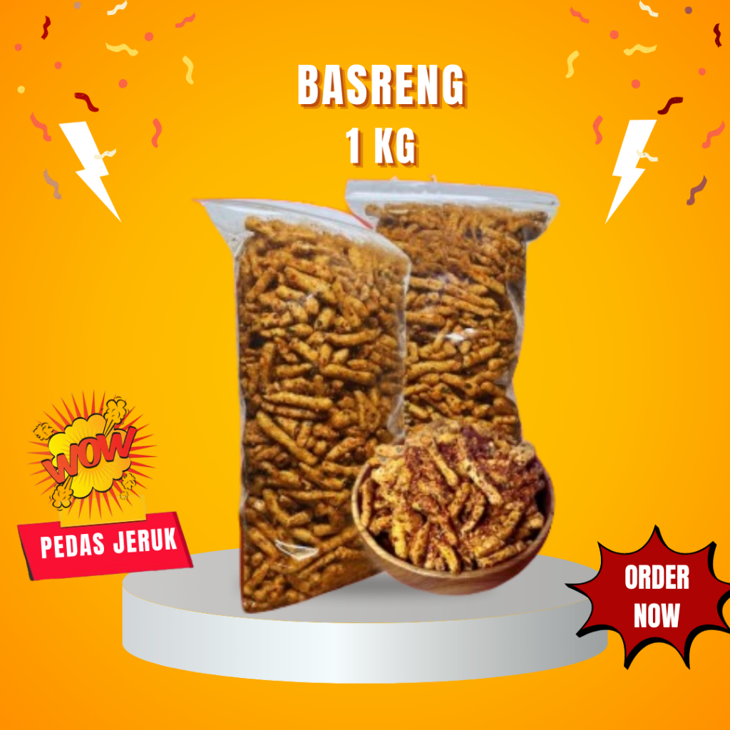 

1kg Basreng Stik Pedas Gurih Daun Jeruk Renyah Kriuk Bakso Goreng Cemilan Snack kiloan Jsr Snack