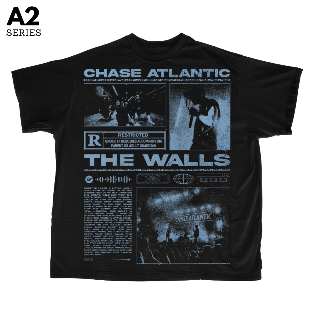 Psycho Crucify "Chase Atlantic" A2 Series Black Oversized T-Shirt | COD | Atasan | Vintage | Kaos Ba