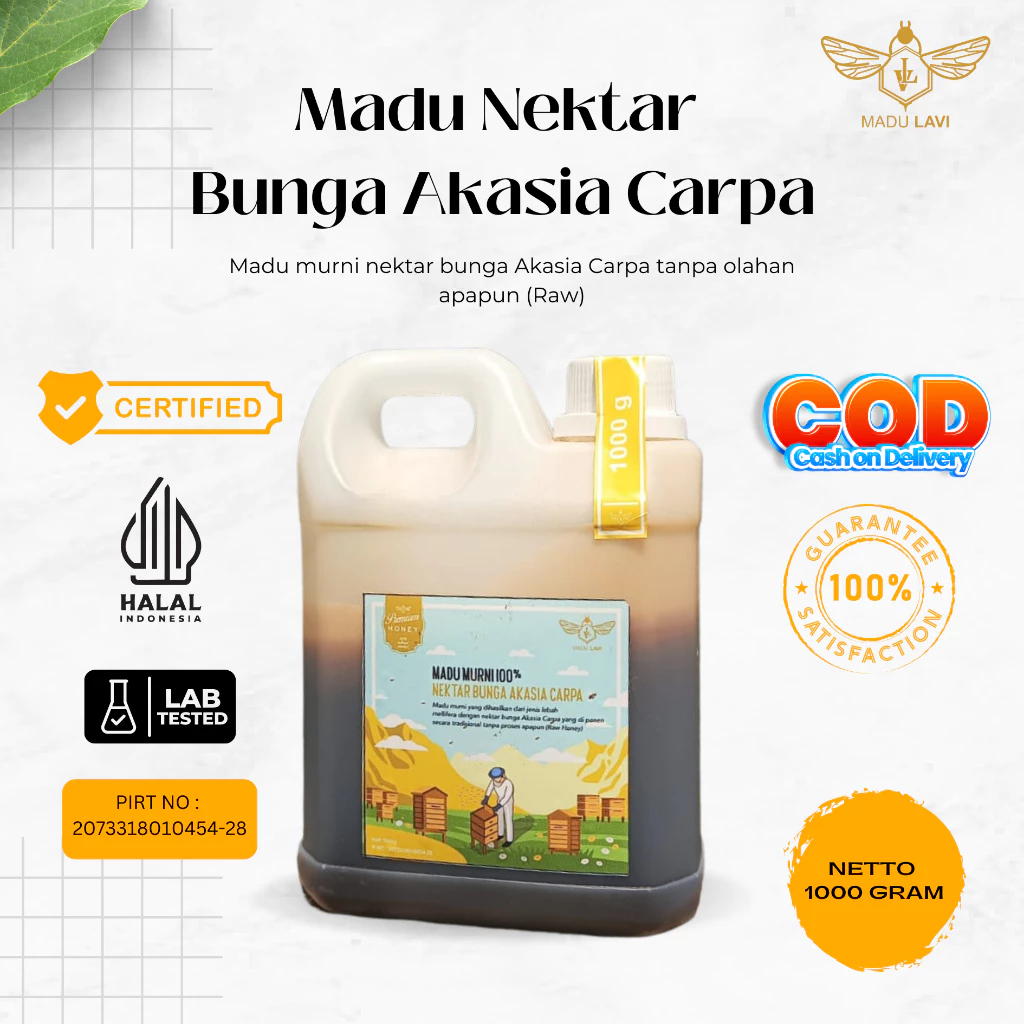 

Ay00! Madu Lavi Nektar Akasia 1000 Gram Madu Murni 100% Alami Pure Raw Honey
