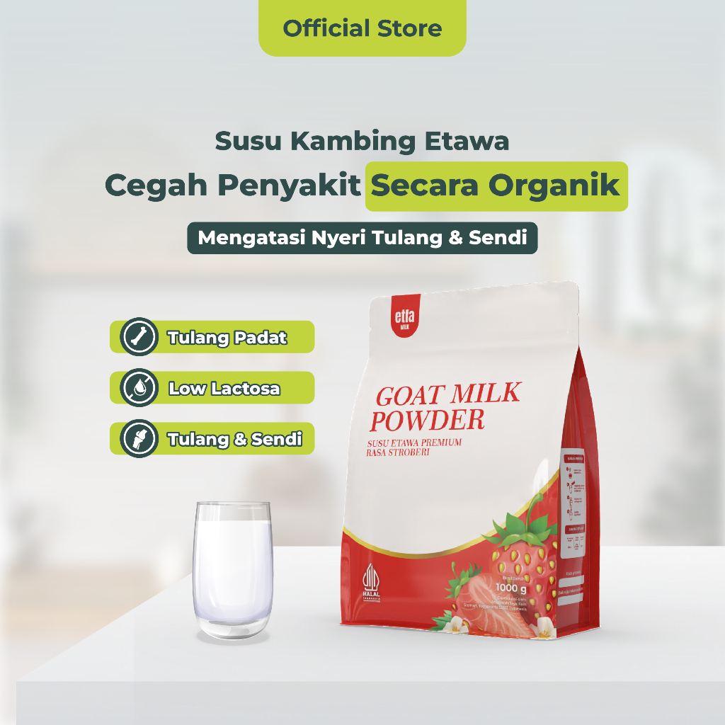 

Susu Kambing Etawa Bubuk 1Kg Rasa Strawberry Bantu Cegah Stunting Pada Anak 1000g 500g 250g