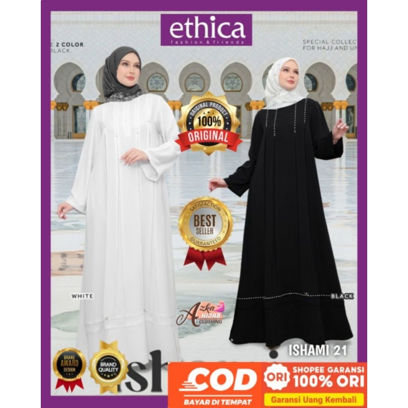 ETHICA Dress Abaya Ishami 21 Ethica Original - Baju Gamis Haji Modern - Baju Gamis Umroh Modern - Ga