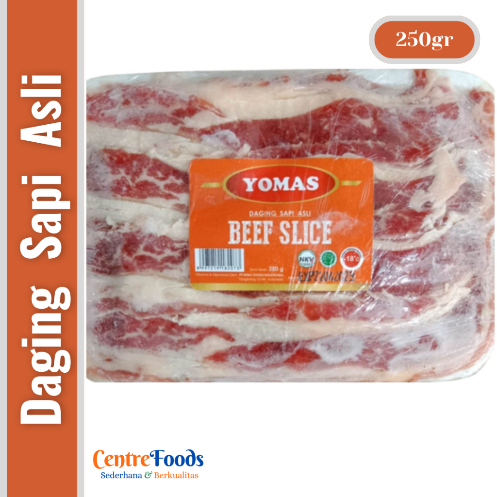 

Irisan Daging Sapi Asli dengan Lemak - Beef Slice YOMAS | 250gr [ Harga Per BKS ]