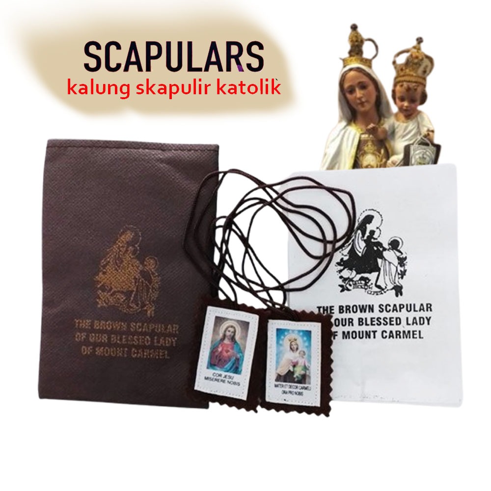 KALUNG SKAPULIR COKLAT GUNUNG KARMEL / ROSARIO SKAPULIR COKLAT / SKAPULIR KATOLIK / ROSARIO TALI SKA