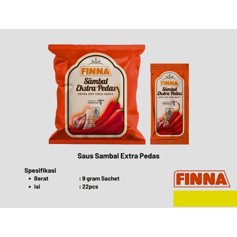 

Finna Saos Sambal Extra Pedas 1pack isi 22 sachet @9gram