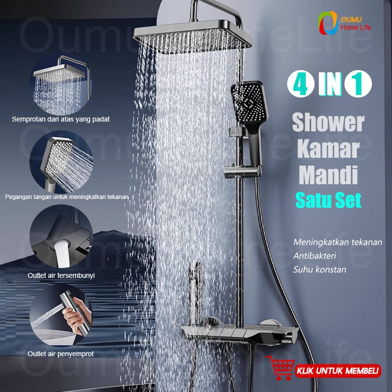 Shower Kamar Mandi Satu Set + Keran Shower + Set Shower Bathtub Stainless Steel - Set Batang Shower 