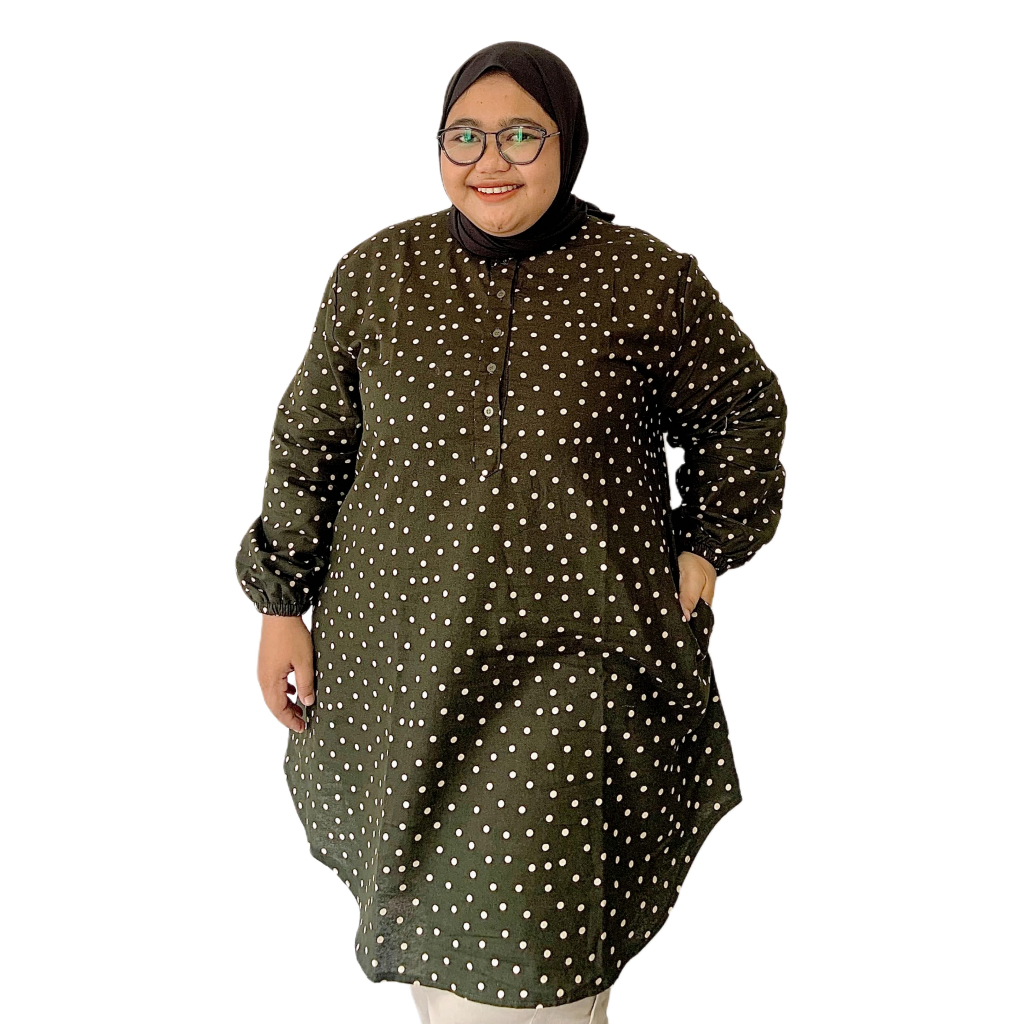 Zeba | Reika Linen Rami Tunik Jumbo LD120 LD130 LD140 LD150 Atasan Muslim Bigsize Baju Kerja Wanita