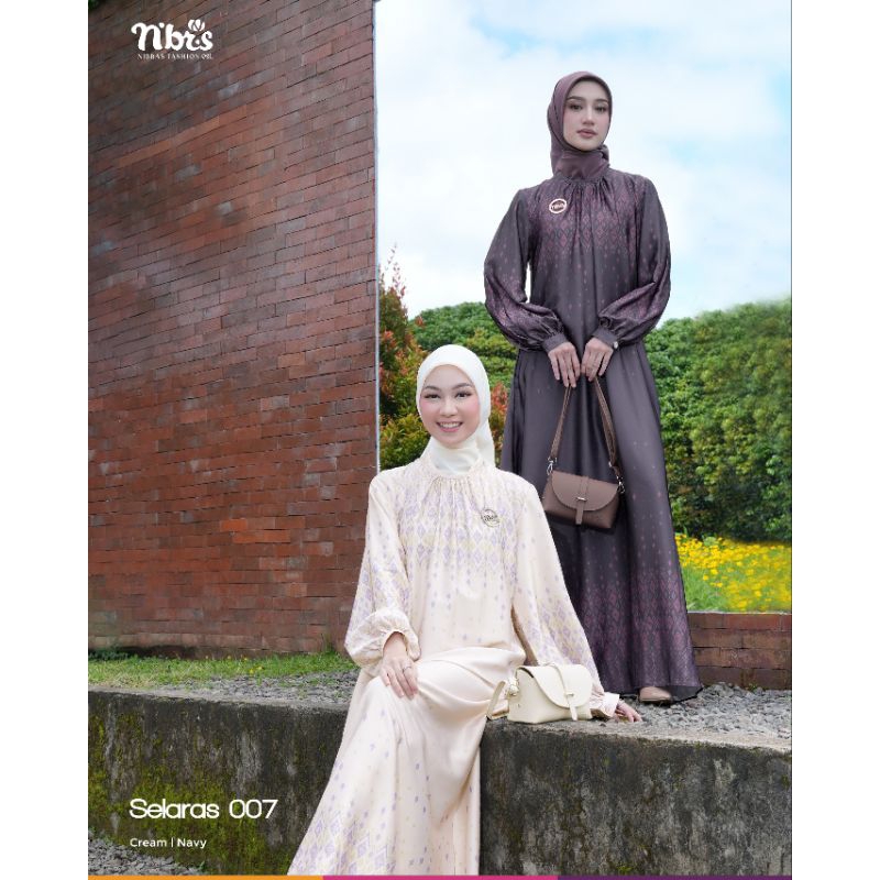 Nibras Gamis Print Satin Selaras 007 | Gamis Nibras Terbaru 2025 | Gamis Satin Premium | Gamis Mewah