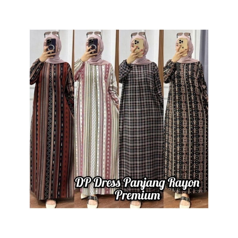GAMIS RAYON MOTIF DP DRESS PANJANG RAYON PREMIUM GAMIS TASEL CRINKLE PREMIUM GAMIS KOREAN STYLE GAMI