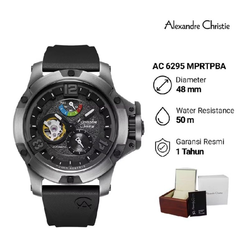 Jam Tangan Pria Alexander Christie AC 6295 MPRTPBA Automatic Rubber Strap Original Garansi
