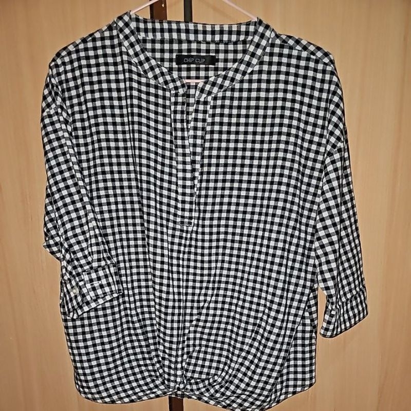 Blouse Kotak-kotak, Hitam Putih