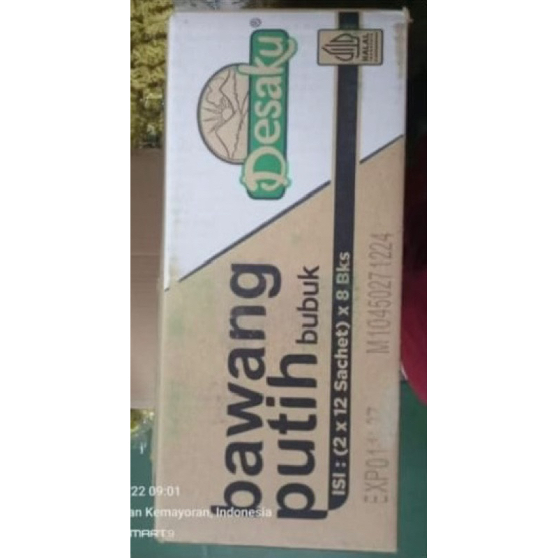 

Desaku Bawang Putih Bubuk 1 dus isi 192 sachet (2 x 12 sachet) x 8 bks per karton