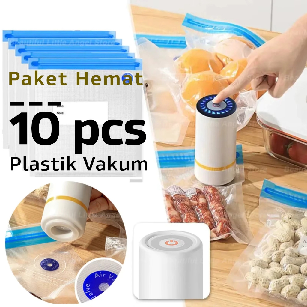 Kantong Plastik Makanan Ziplock Vakum BPA Free Buah Sayur Daging Simpan Di Kulkas 10 PCS