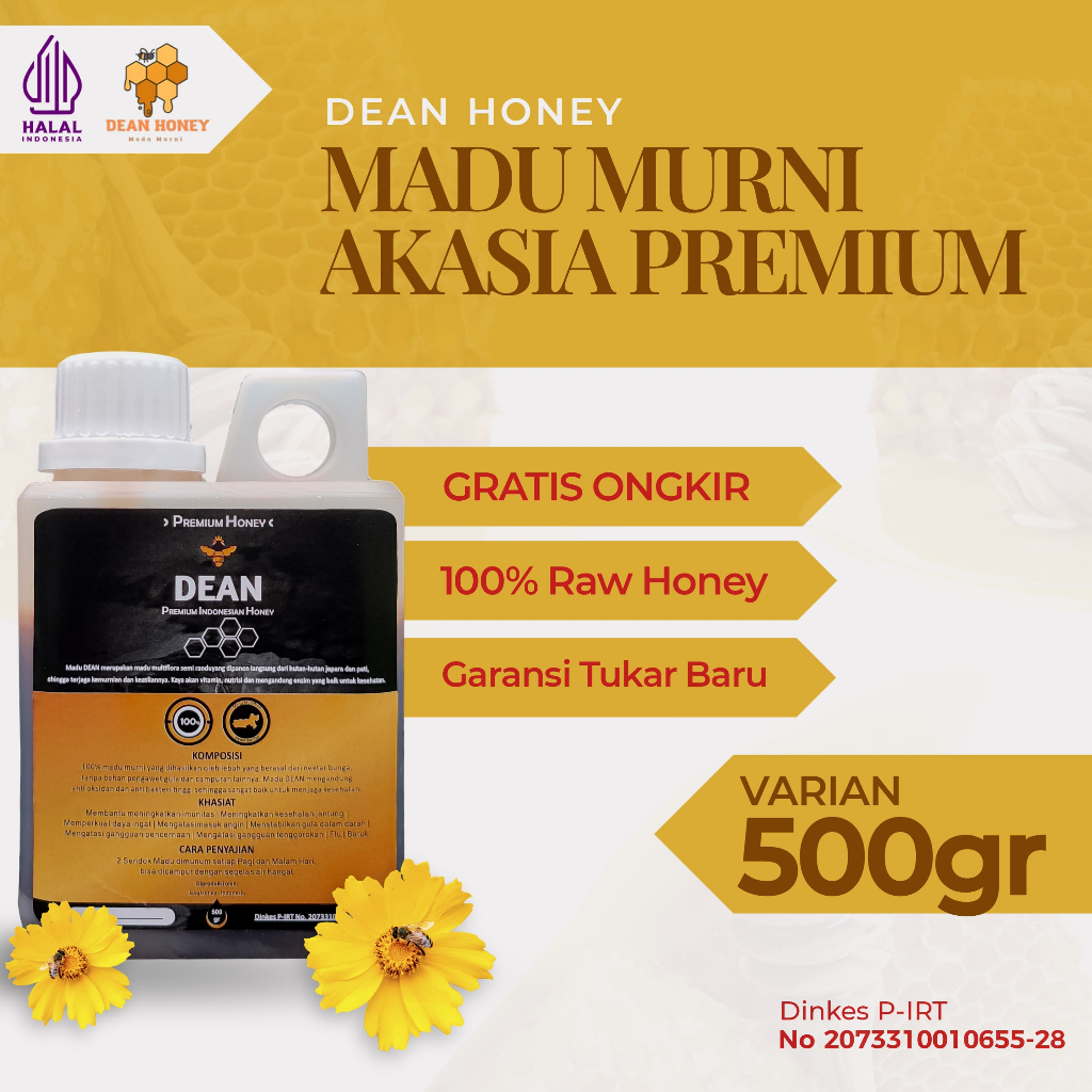 

DEAN HONEY MADU MURNI NEKTAR AKASIA PREMIUM RAW HONEY 100% ASLI ALAMI 500gr