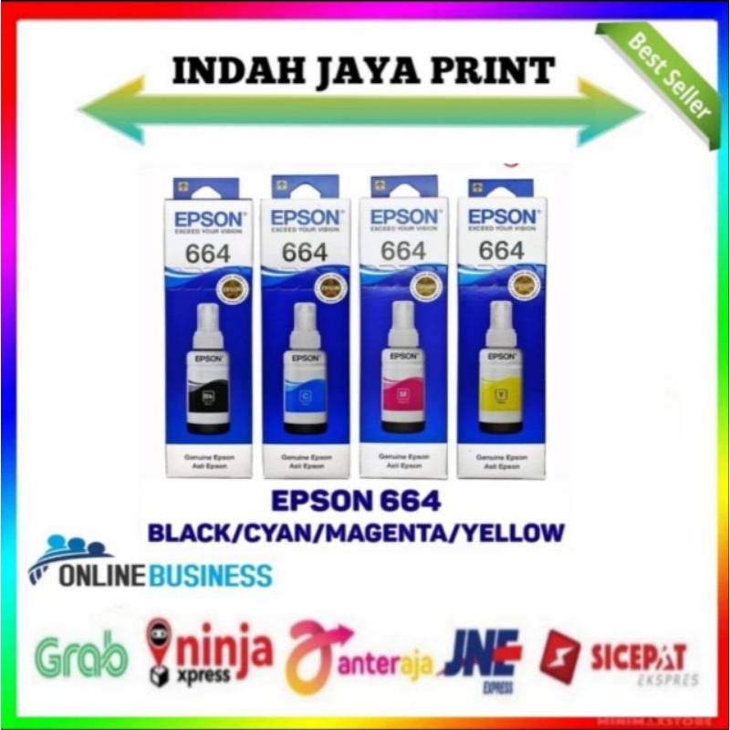 Tinta Printer Epson 664 Color  BK M Y C Baru Original Support Printer L200/L210/L550/L555/L565/L1300