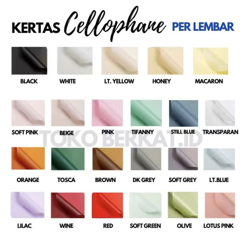 

[Termurah] KERTAS BUNGA Solid Color Cellophane Paper Flower Wrap Termurah untuk Bucket Bunga