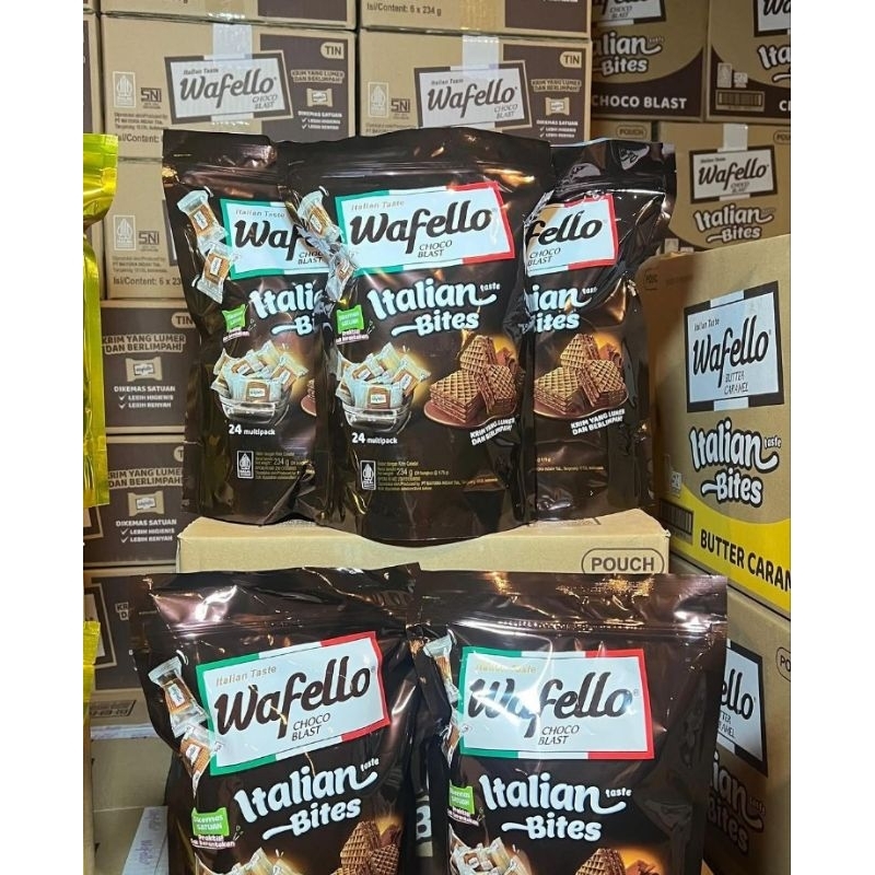 

Wafello bites Pouch isi 24pcs 234 g rasa Italian Chocolate/Caramel