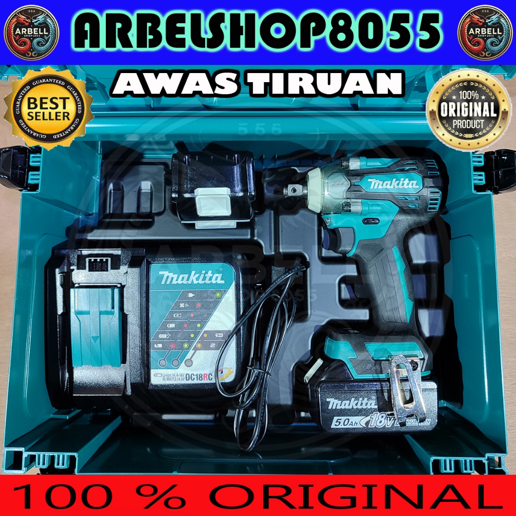 MAKITA DTW 300 RTJ BRUSHLESS CORDLESS IMPACT WRENCH 1/2 INCH 18V ALAT PEMBUKA MUR BAUT DTW300RTJ ORI