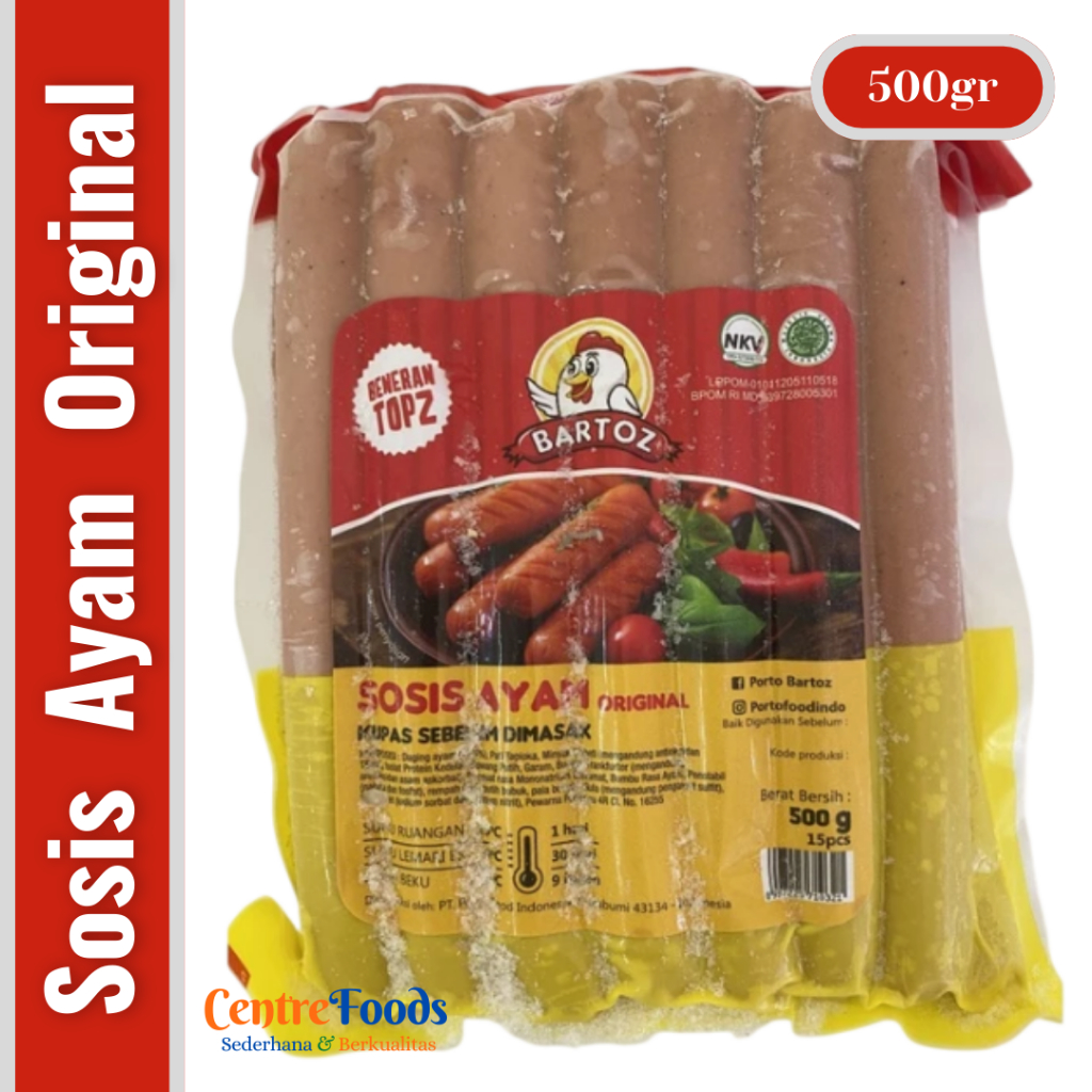

Sosis Ayam Original Panjang - Long Original Chicken Sausage BARTOZ | Isi 15 Pcs - 500gr [ Harga Per BKS ]