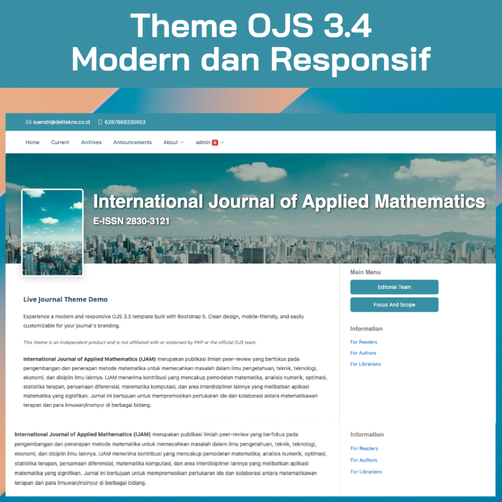 Template Theme OJS 3.4 Modern dan Responsif – Lisensi 1 Domain