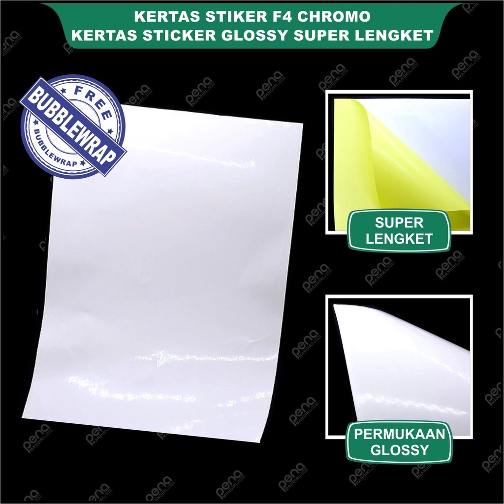 

Kertas Stiker F4 Chromo Sticker Glossy Glosy A4 Folio F4 Super Lengket