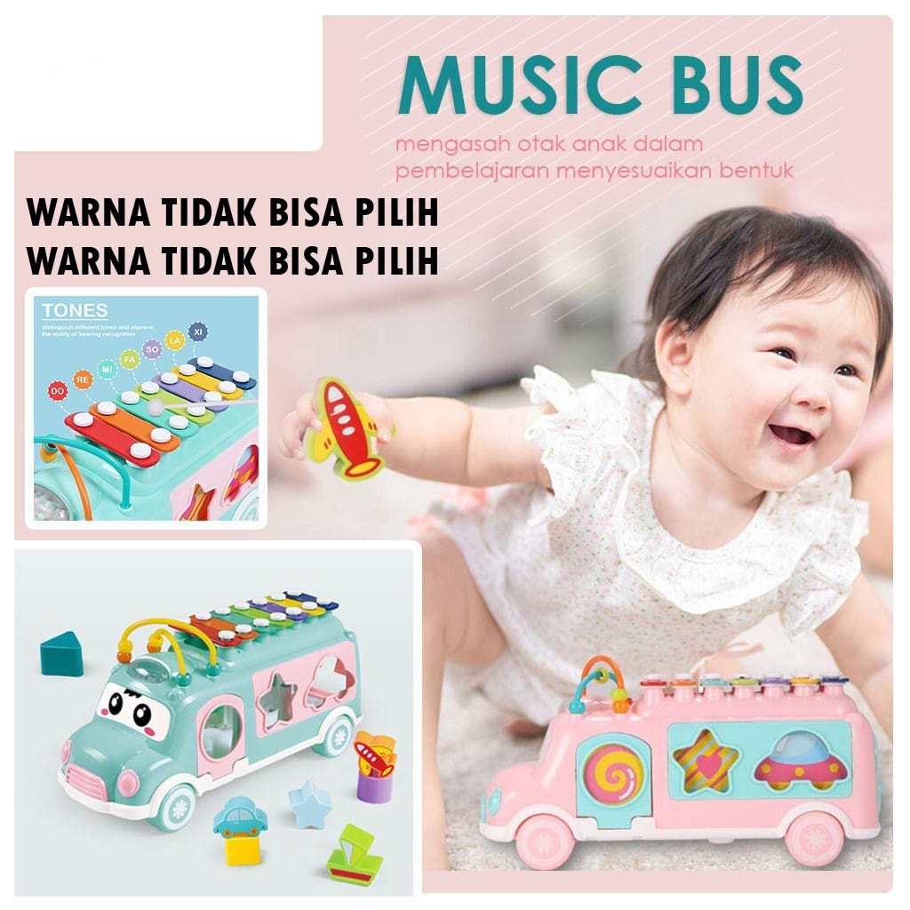 Mainan Edukasi Anak Xylophone Musik Bus