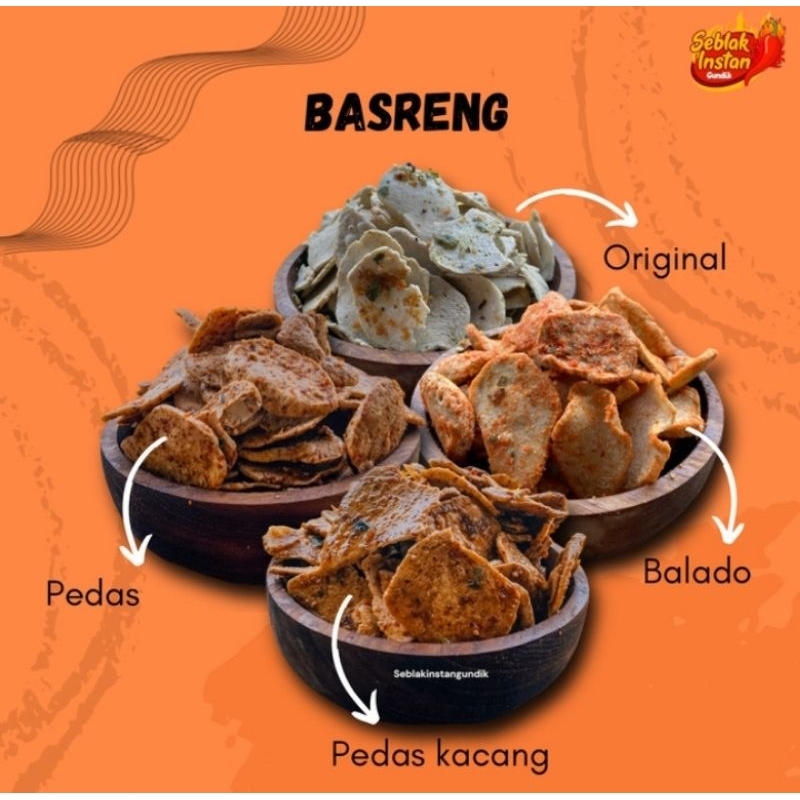 

basreng 250gram 4 varian,ada rasa original,balado, pedas daun jeruk & bumbu kacang