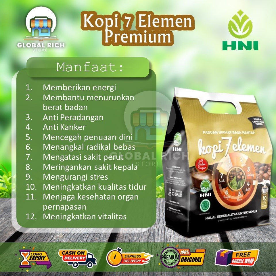 

Kopi 7 Tujuh Elemen Premium Herbal Berkualitas isi 10 Sachet | Coffee Sevel Favorit HNI