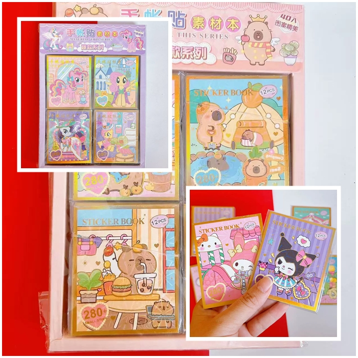 

[ORGM] Sticker Book Mini Sticker Kertas Washi isi 12 Lbr Sticker Karakter Capybara Little Pony Ultraman