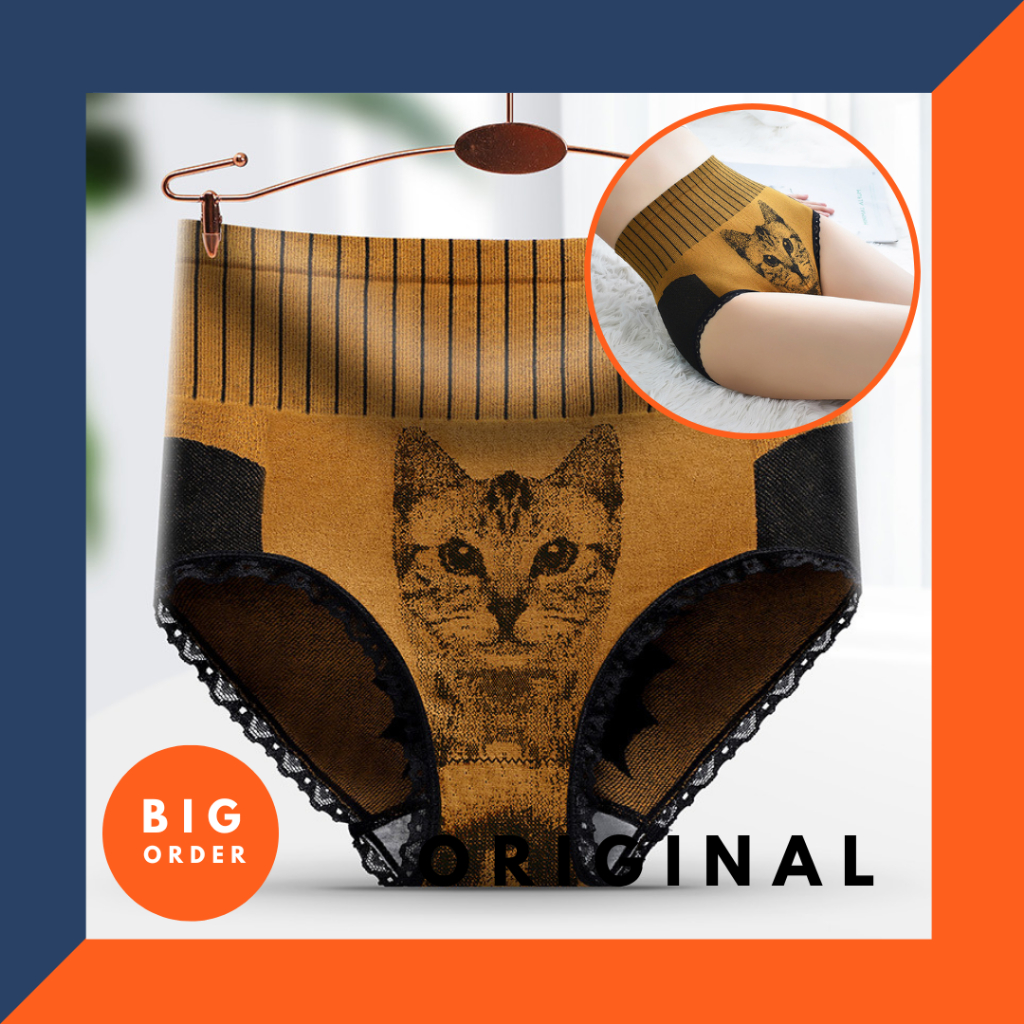 Celana Dalam Motif CD Wanita celana dalam motif kucing cd wanita bahan tebal CD40 - BO