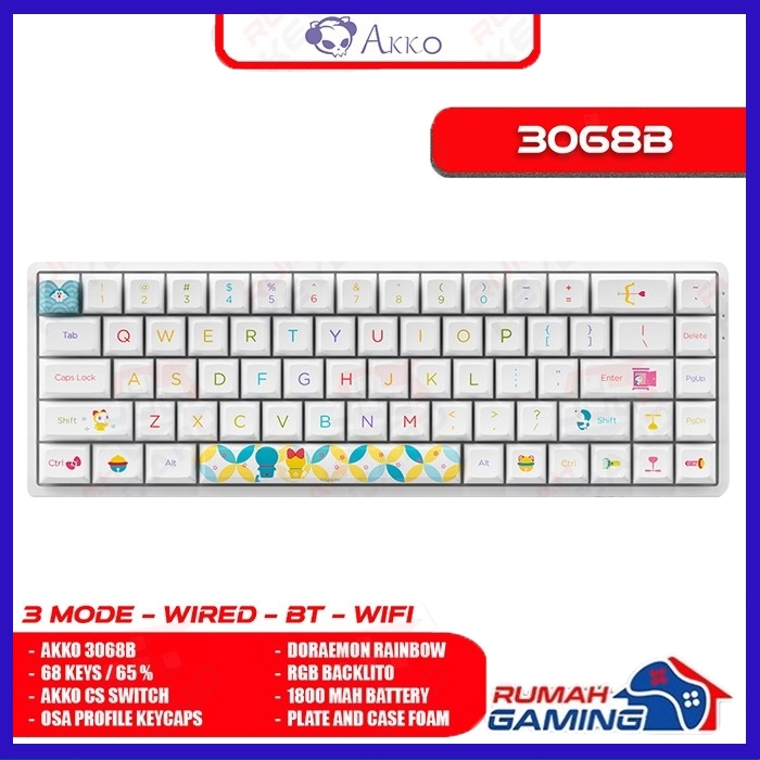 AKKO 3068B -  V2 - 65% - 3 Modes - Doraemon - Mechanical Keyboard