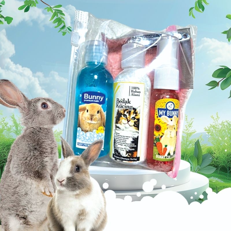 PAKET GKL - Paket Grooming Kelinci Bunny Paket Mandi Bersih Kelinci Anggora Mini Rex Shampoo Parfum 