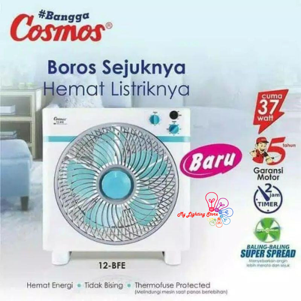 Box Fan Timer Kipas Angin Kotak Cosmos 12 BFE 12BFE Ony Pengusir Nyamuk Elektrik 12 Inch 12 in