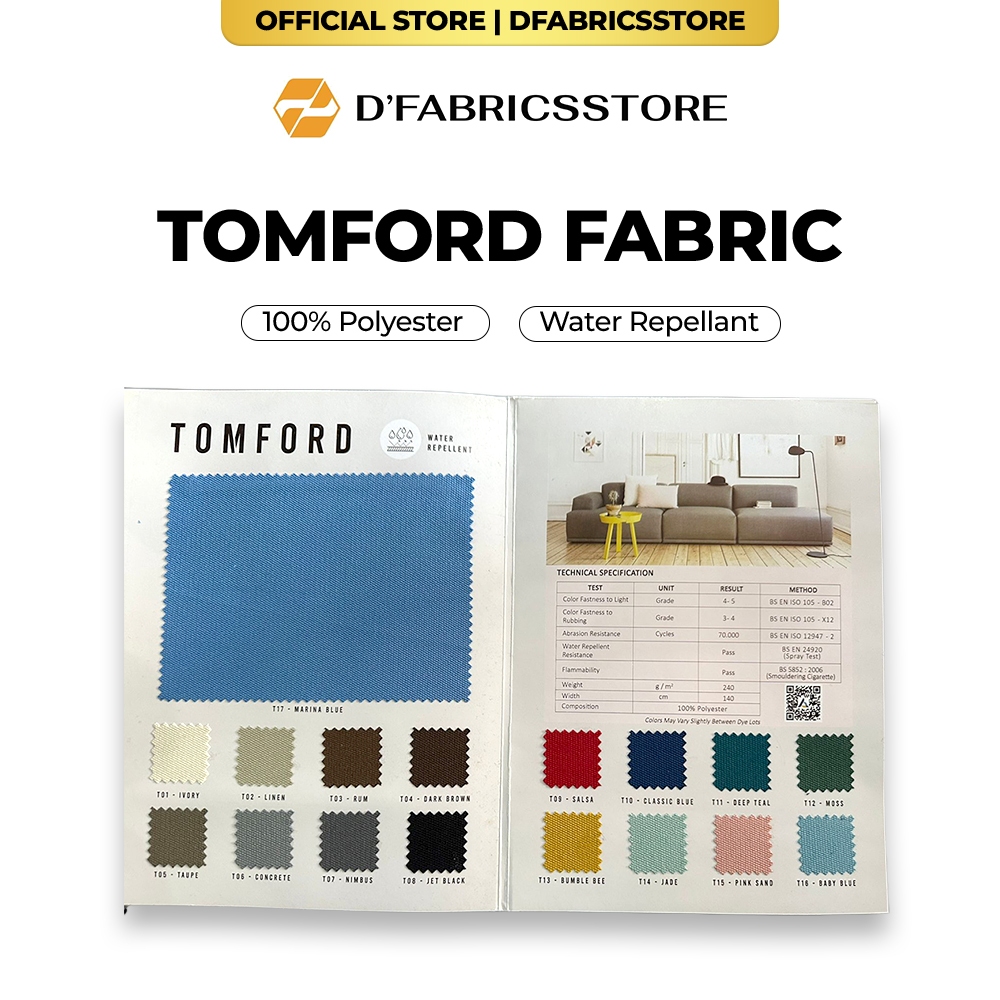 Kain Tomford - Kain PVC Tebal Premium untuk Dipan Sandaran Kursi Sofa 100% Polyester Exclusive Fabri