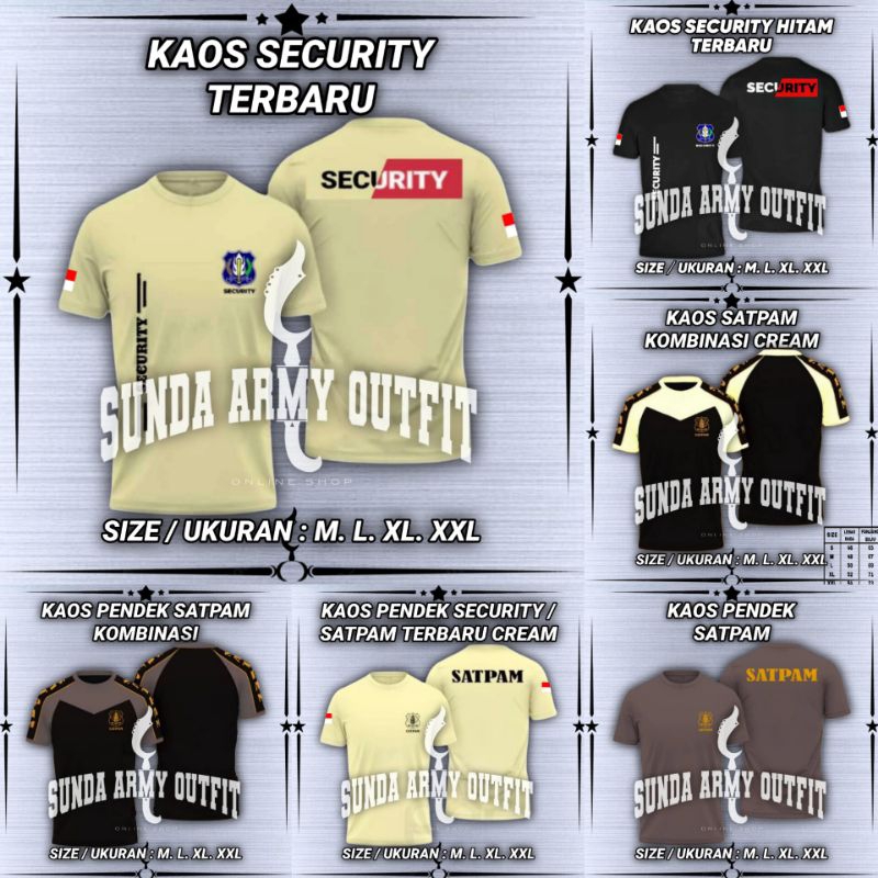 KAOS SECURITY TERBARU 2025 BAJU KAOS SATPAM MOTIF SECURITY TERBARU WARNA KREM CREAM HITAM KAOS DALAM