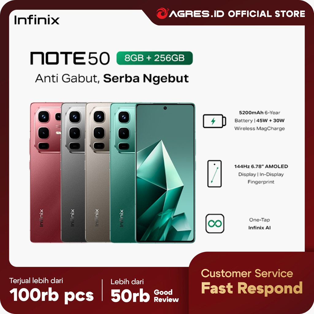 (NEW) Infinix Note 50 8/256GB  Up to 16GB Extended RAM  Helio G100 - 6.78” FHD+ Amoled - 50MP OIS - 