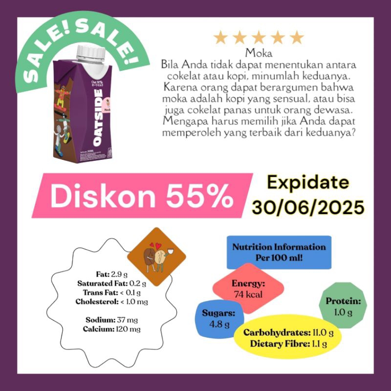 

Oatside Mocha 200 ml | Oatside Mini Cap Mocha 200 ml | Susu Oat Rasa Mocha