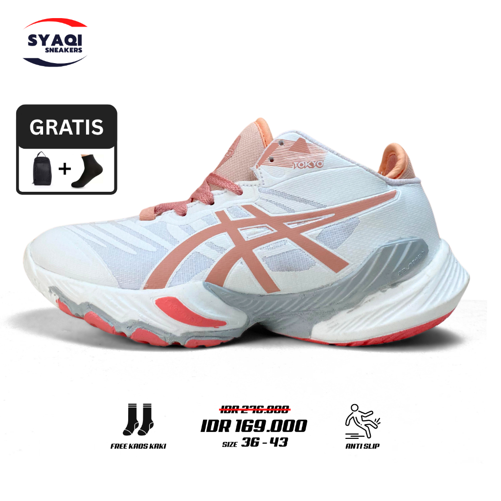 Syaqi Sneakers - Sepatu pria olahraga volly premium quality VOLLY ASICS METARISE Putih Salem