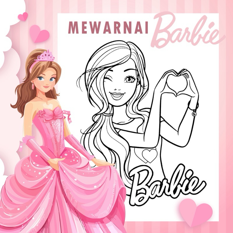 

15 Lembar A5 - Kertas Mewarnai Tema Barbie - Barbie