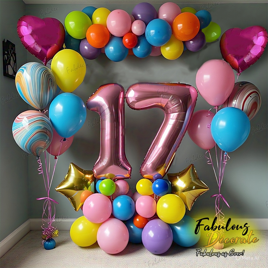 Nataya123 - Dekorasi Sweet Seventeen Balon Ultah 17 Tahun Paket Shopee