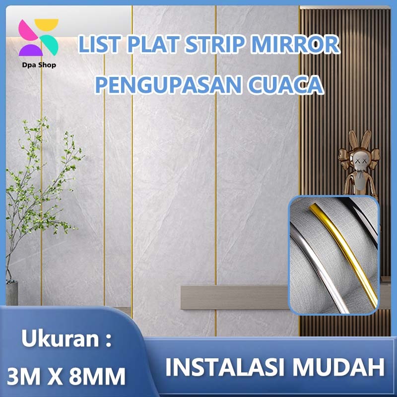 List Plat Strip Mirror Hairline Panjang 3 Meter List Plat Strip Mirror silver list plat strip hairli