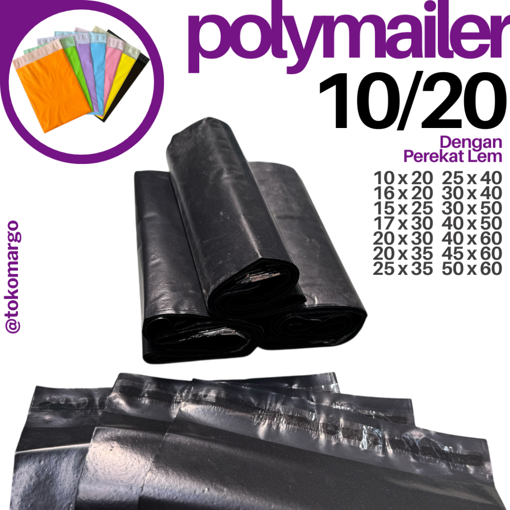 

POLYMAILER HITAM WARNA WARNI 10x20 PE GLOSSY DOFF MATTE