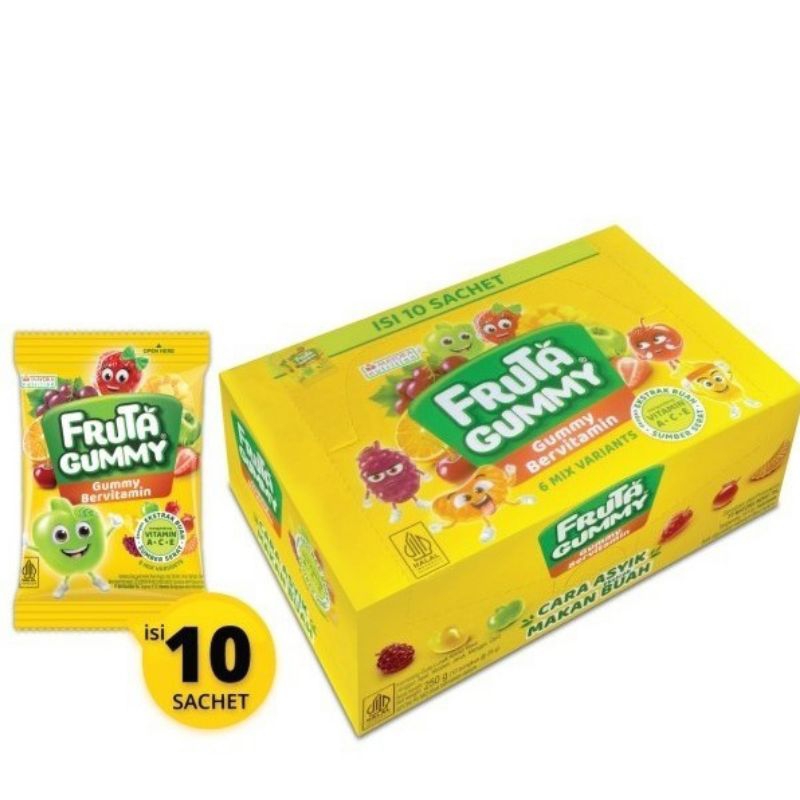 

Permen Fruta Gummy Bervitamin Buah 1 Box Isi 10Pcs