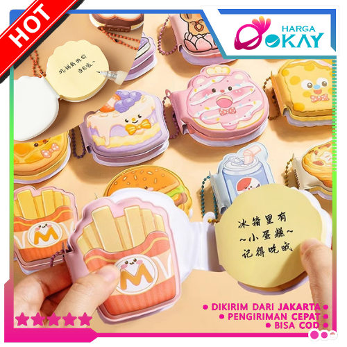 

HO Sticky Note Karakter Lucu 80 Lembar Mini Sticky Notes Dengan Rantai Gantungan Bentuk Makanan Notebook Mini Dengan Bantalan Empuk Squishy Kecil
